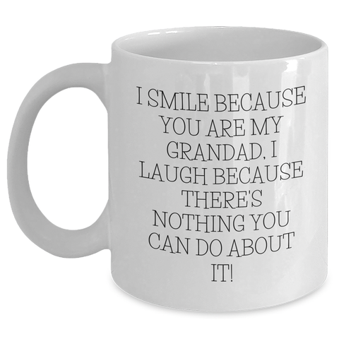 Image of Funny Grandad Gifts, I Smile Because You Are My Grandad, White Coffee Mug for Men, Gifts from Family, Unique Mother's Day Unique Gifts - Main