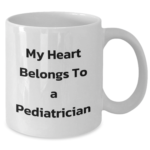 Image of Funny Pediatrician Gifts - My Heart Belongs To A Pediatrician White Coffee Mug, 11oz or 15oz, Gift from Friends or Family for Father's Day - Additional