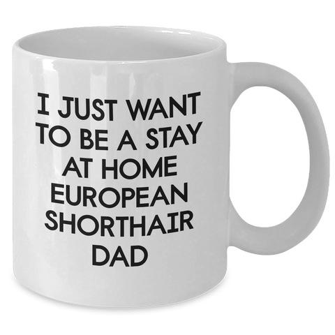 Image of Funny European Shorthair Cat Dad Gifts from Family, Gifts for European Shorthair Cat Lovers on Father's Day - White Coffee Mug 'I Just Want To Be A Stay At Home Dad' - Additional