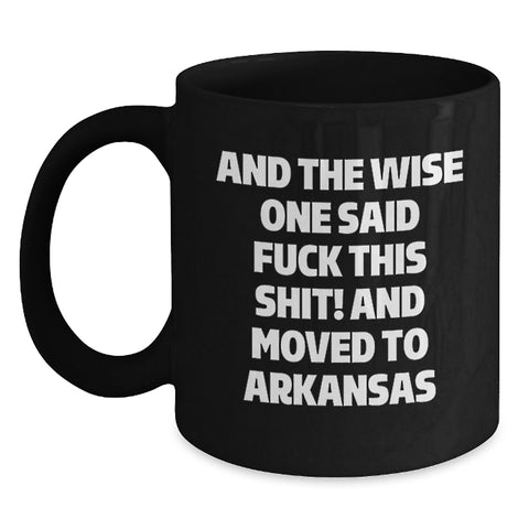 Image of Funny Arkansas Gifts for Men from Friends - Black Coffee Mug - Birthday Unique Presents - Main