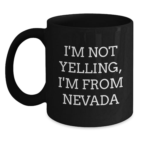 Image of Funny Nevada Gifts for Men, Unique Black Coffee Mug from the Silver State, Valentine's Unique Gifts for Women - Main