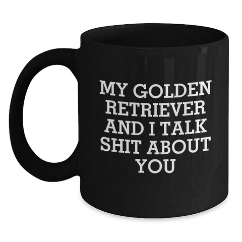 Image of Funny Golden Retriever Dog Black Coffee Mug Gifts from Family to Friends and Coworkers for Graduation - Main