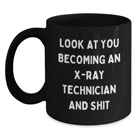 Image of Funny X-Ray Technician Gifts for Him or Her, Become a Pro and Shit, Black Coffee Mug for Graduation - Main