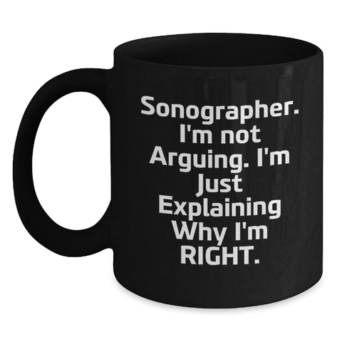 Image of Funny Sonographer Gifts from Friends, Unique Black Coffee Mug for Sonographer on Birthday - Main