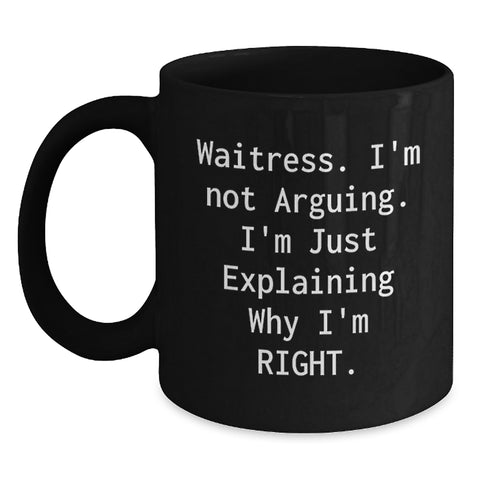 Image of Funny Waitress Gifts from Friends and Family Black Coffee Mug for Christmas Unique Presents - Main
