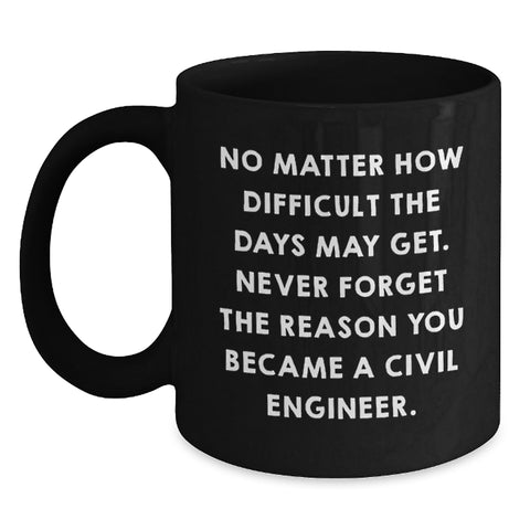 Image of Funny Civil Engineer Birthday Unique Gifts from Friends to Men with Inspirational Quote, Black Coffee Mug - Gift for Civil Engineer, 11oz or 15oz - Main