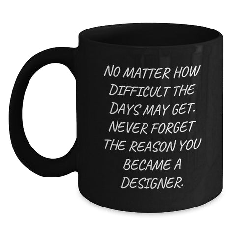 Image of Funny Designer Gifts from Friends for Christmas, Black Coffee Mug with Inspirational Quote, Unique Designer Mug, 11oz or 15oz, Microwave and Dishwasher Safe - Gifts for Designer Men Women Family - Main