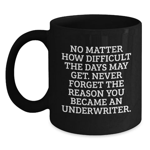 Image of Funny Inspirational Underwriter Black Coffee Mug Gifts for Underwriter Friends, Christmas Unique Gifts from Men, Underwriter Motivation Mug 11oz/15oz - Main