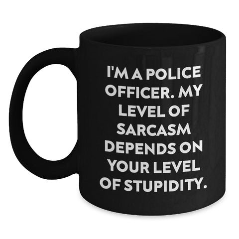 Image of Funny Police Officer Black Coffee Mugs for Men Gifts from Friends and Coworkers - Unique Christmas Unique Gifts for Police Officer Men - Main