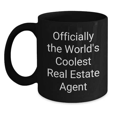 Image of Gifts from Friends Real Estate Agent Black Coffee Mug, 'Officially The World's Coolest Real Estate Agent' Quote, Unique Graduation Gifts for Men, Women, Coworkers, Family, Friends - Main