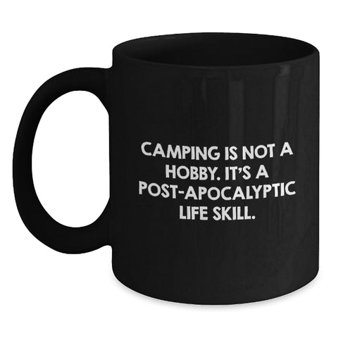 Image of Camping Humor Black Coffee Mug - Gifts from Family for Camping Friends, Perfect for Outdoor Enthusiasts, Funny Camping Mugs, Unique Christmas Unique Gifts - Main