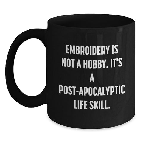 Image of Funny Embroidery Gifts for Embroidery Lovers Black Coffee Mug Birthday Unique Gifts from Friends - Main