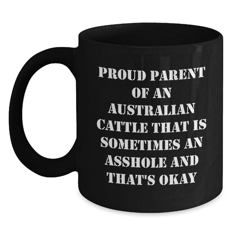 Image of Australian Cattle Dog Mum Funny Gifts for Australian Cattle Dog Lovers, Black Coffee Mug, Perfect for Christmas - Main