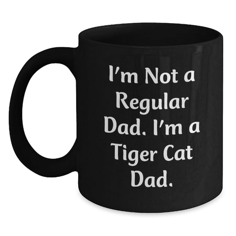 Image of Funny Tiger Cat Dad Black Coffee Mugs Gifts for Him from Family, Christmas Unique Mugs for Tiger Cat Lovers - Main