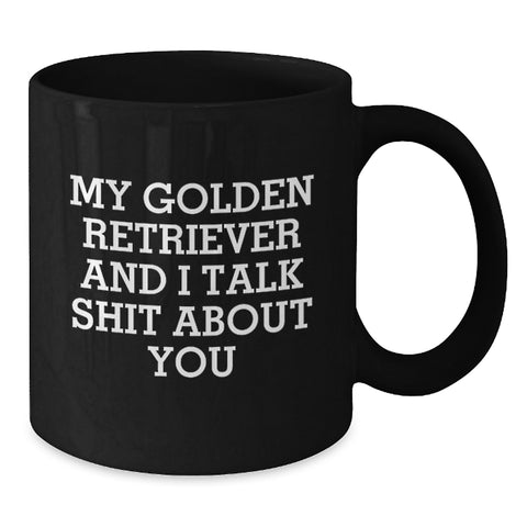 Image of Funny Golden Retriever Dog Black Coffee Mug Gifts from Family to Friends and Coworkers for Graduation - Additional