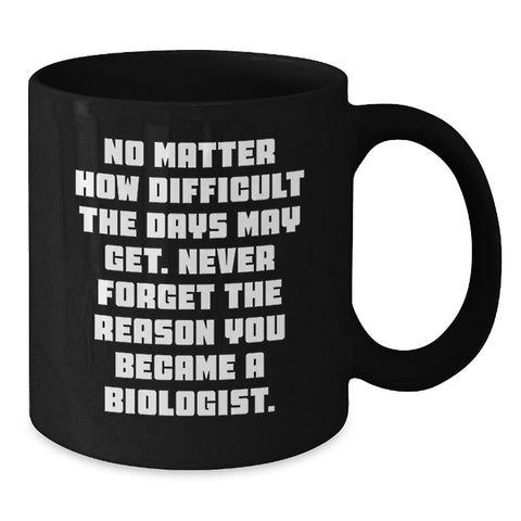 Image of Funny Biologist Gifts for Men Women Friends and Family, Black Coffee Mug with Inspirational Quote Never Forget The Reason You Became A Biologist, Christmas Unique Presents - Additional