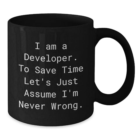 Image of Funny Developer Black Coffee Mug, Valentine's Unique Gifts for Developer Friends from Men, 11oz or 15oz Black Ceramic Mug, Perfect for Developer Coworkers - Additional
