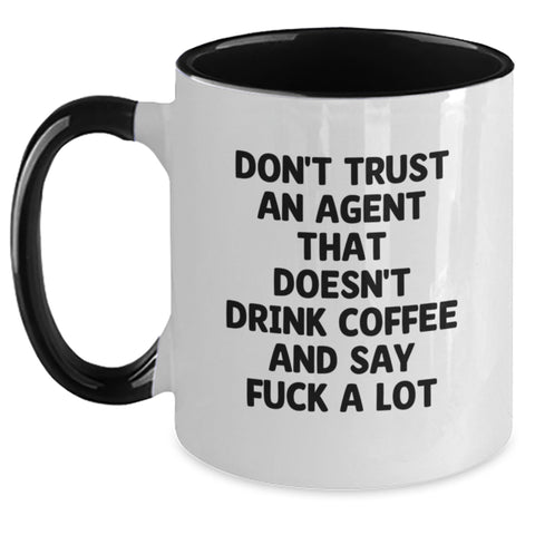 Image of Funny Agent Gifts from Men to Friends - Don't Trust an Agent Mugs, Two Tone Coffee Mugs for Agent, Christmas Unique Gifts - Main