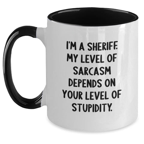Image of Funny Sheriff Two Tone Coffee Mugs Gifts from Friends for Sheriff Birthday Unique - Main