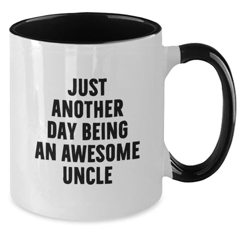 Image of Funny Gifts for Uncle, Awesome Uncle Mug, Two Tone Coffee Mug, 'Just Another Day Being An Awesome Uncle' Quote Christmas Unique Gifts from Family - Additional