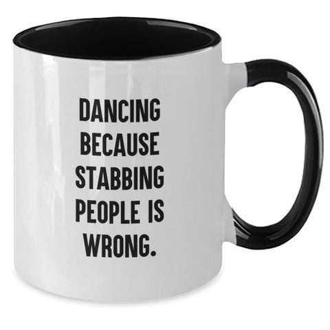 Image of Funny Dancing Quote Gifts from Friends for Graduation Unique Two Tone Coffee Mugs with Dancing Motivation - Red and White, Black and White, Navy and White, Pink and White - Additional