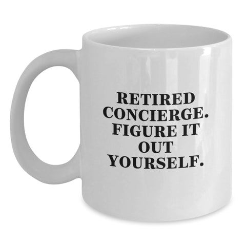 Image of Funny Gifts from Friends and Family for Retired Concierge - 'Figure It Out Yourself' White Coffee Mug, 11oz or 15oz Capacity - Main