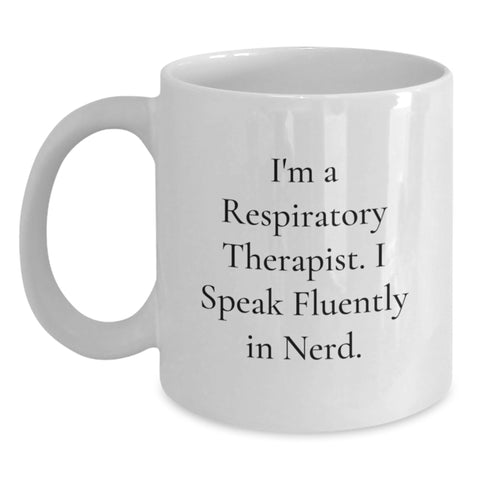 Image of Funny Respiratory Therapist Coffee Mugs Gifts from Coworkers to Respiratory Therapist, White Coffee Mug, 'I Speak Fluently In genius.' Valentine's Unique Gifts - Main