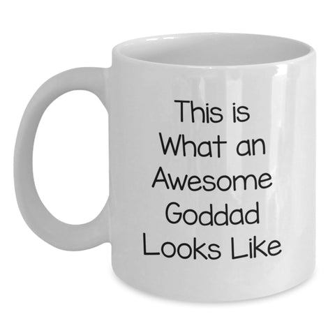 Image of Funny Goddad Gifts from Men for Birthday Unique Coffee Mugs White This Is What An Awesome Goddad Looks Like Ceramic - Main