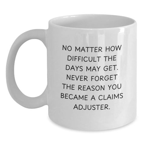 Image of Funny Claims Adjuster Gifts from Friends for Men - White Coffee Mug with Inspirational Quote - Christmas Unique Treasures - Main