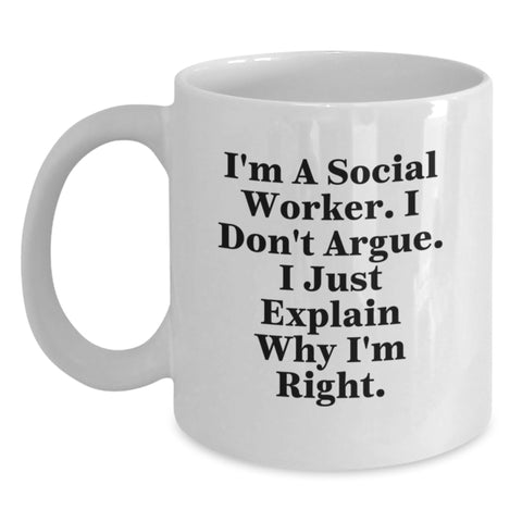 Image of Funny Social Worker White Coffee Mug Gifts for Men from Coworkers - Inspirational Quotes for Christmas Unique Presents - Main