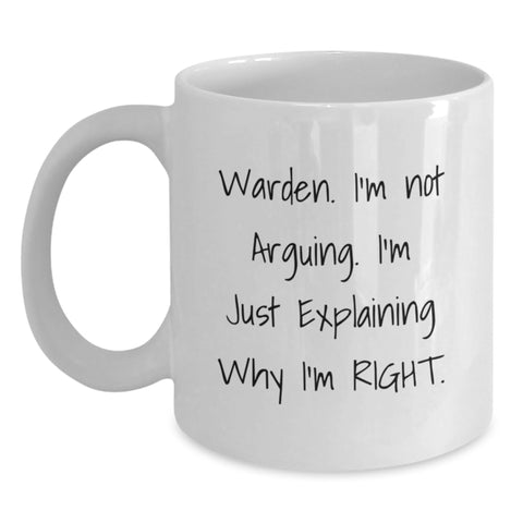 Image of Funny Warden Gifts for Friends, White Coffee Mug, Unique Christmas Unique Gifts from Men, Women, Family - Main