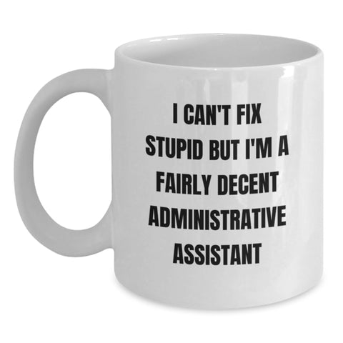 Image of Funny Administrative Assistant White Coffee Mug Gifts for Boss Christmas Unique Presents from Coworkers - Main