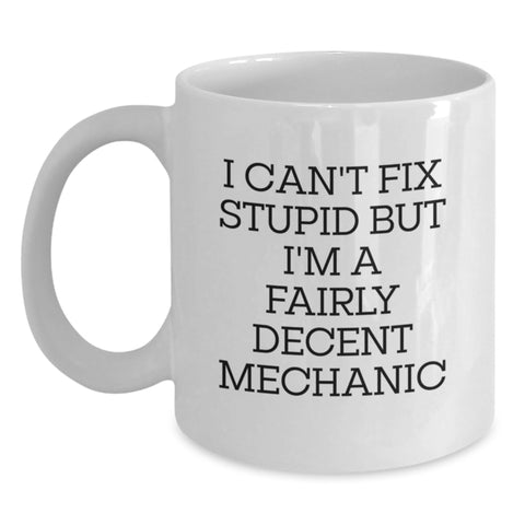 Image of Funny Mechanic Gifts from Friends for Mechanic Men White Coffee Mug, Unique Christmas Ideas for Mechanic Enthusiasts - Main