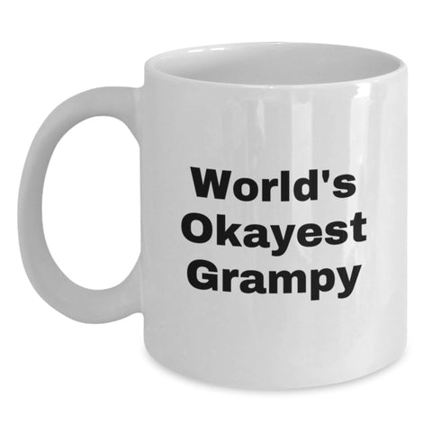 Image of Funny Grampy Gifts for Men - World's Okayest Grampy Ceramic White Coffee Mug, Birthday Unique Gifts from Family - Main