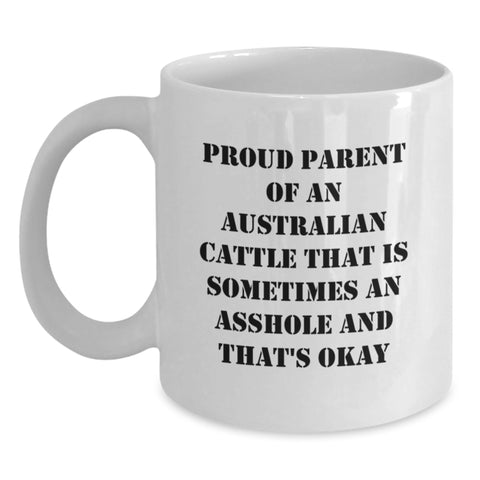 Image of Funny Aussie Cattle Dog Gifts for Men, White Coffee Mug, Christmas Unique Presents from Family - Main