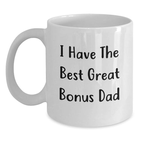 Image of Funny Bonus Dad Gifts from Men to Women Friends Coworkers Family - White Coffee Mug for Birthday Unique Presents - Main