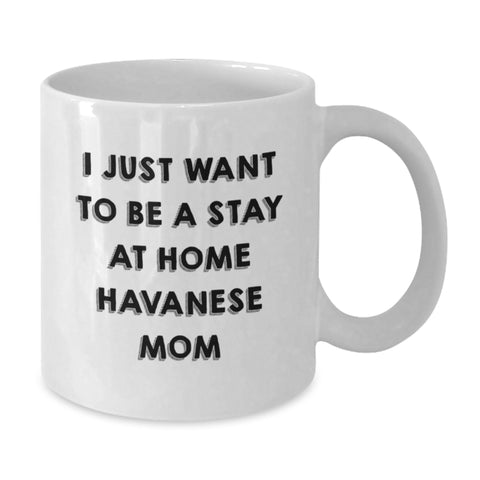 Image of Funny Havanese Dog Mom Gifts from Family, Friends, and Coworkers for Graduation Unique White Coffee Mug - 'I Just Want To Be A Stay At Home Havanese Mom' - Additional