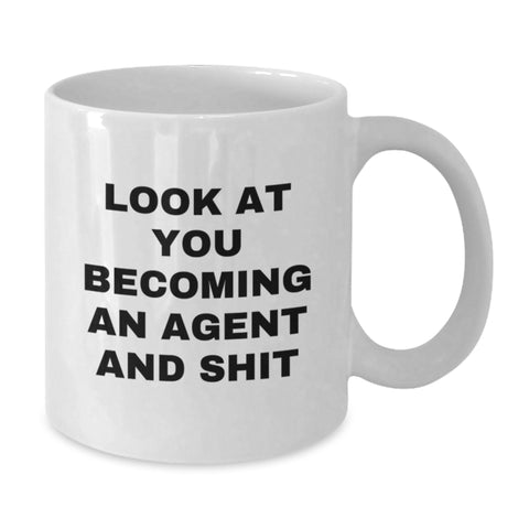 Image of Funny Agent Gifts, White Coffee Mugs for Him or Her, Look At You Becoming An Agent, Birthday Agent Mug, Gifts from Friends to Coworkers, 11oz or 15oz Ceramic Mugs - Additional