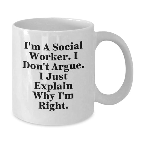 Image of Funny Social Worker White Coffee Mug Gifts for Men from Coworkers - Inspirational Quotes for Christmas Unique Presents - Additional