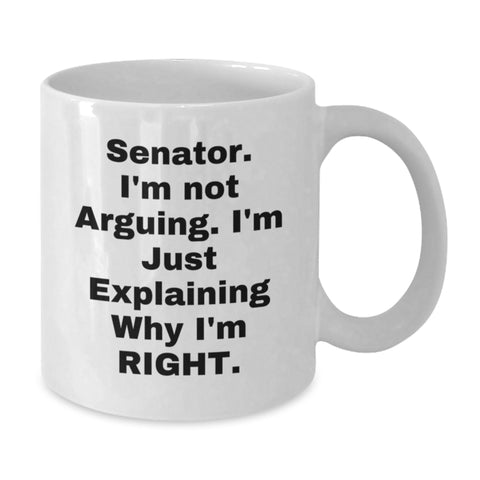 Image of Funny Senator Gifts from Friends to Senator, White Coffee Mug Christmas Unique Gifts, Senator Mug Quote - Additional
