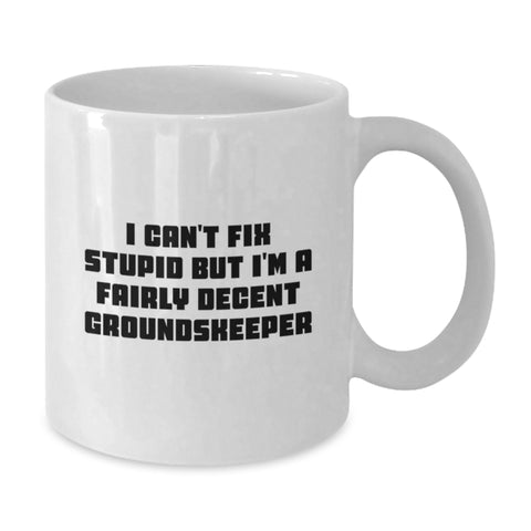 Image of Funny groundskeeper Gifts for Christmas from Friends and Family - White Coffee Mug I'm A Fairly Decent groundskeeper - Additional