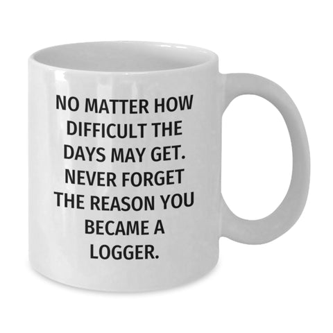 Image of Funny Logger Gifts from Family, Unique White Coffee Mug for Men, Motivational Christmas Unique Gifts from Family to Family - Never Forget The Reason You Became A Logger. - Additional