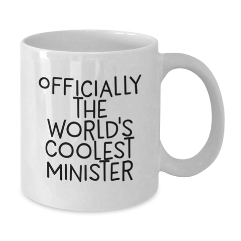 Image of Funny Minister Gifts from Friends and Family, Officially The Worlds Coolest Minister White Coffee Mug for Christmas Unique Presents - Additional