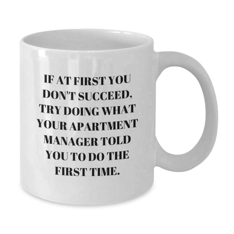 Image of Funny Apartment Manager Gifts Unique White Coffee Mug If At First You Don't Succeed Gifts from Coworkers for Men - Additional
