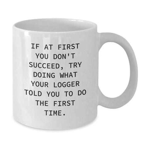 Image of Funny Logger Quotes Gifts from Men to Logger on Mother's Day Unique White Coffee Mug Gifts for Logger - Additional