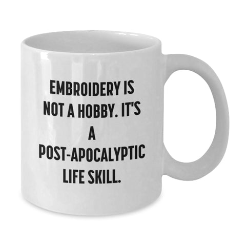 Image of Funny Embroidery Gifts for Embroidery Lovers, White Coffee Mug, Birthday Unique Gifts from Friends - Additional
