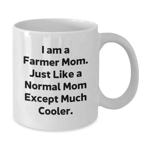 Image of Funny Farmer Mom Gifts, White Coffee Mug with I Am A Farmer Mom Quote, Perfect Mother's Day Unique Gift for Rural Women - Additional