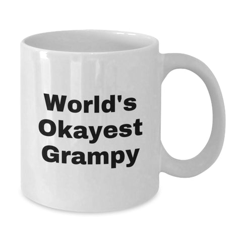 Image of Funny Grampy Gifts for Men - World's Okayest Grampy Ceramic White Coffee Mug, Birthday Unique Gifts from Family - Additional