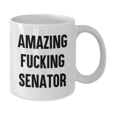 Image of Funny Senator Gifts from Friends, White Coffee Mug with Amazing F--king Senator Quote for Senator Men, Graduation Unique Gifts - Additional