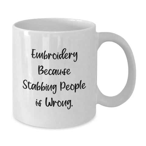 Image of Funny Embroidery Gifts for Graduation - White Coffee Mug Embroidery - Additional